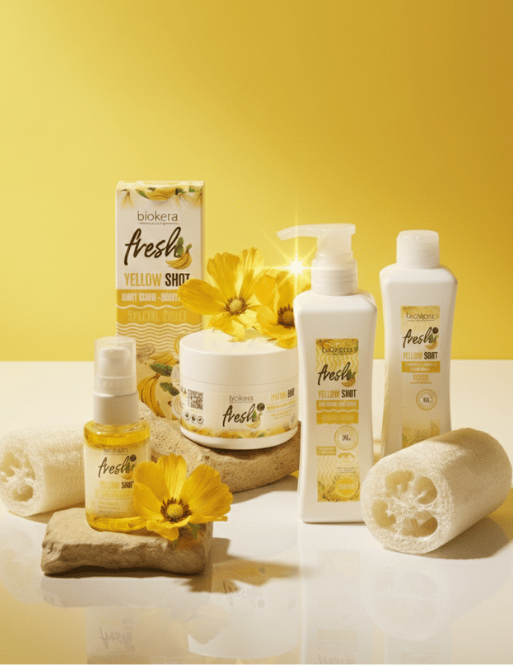 Gamme Biokera Fresh Yellow Yellow Shot pour le soin des cheveux blonds